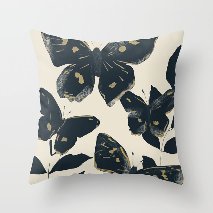 Black Butterflies Throw Pillow Gallery Image 1