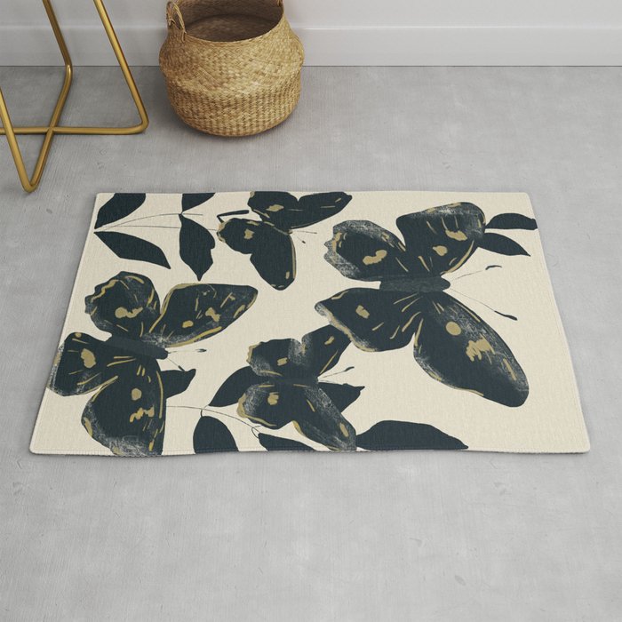 Black Butterflies Rug Gallery Image 1