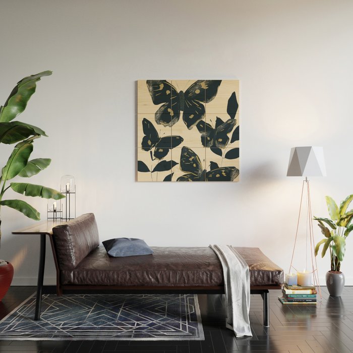 Black Butterflies Wood Wall Art Gallery Image 2