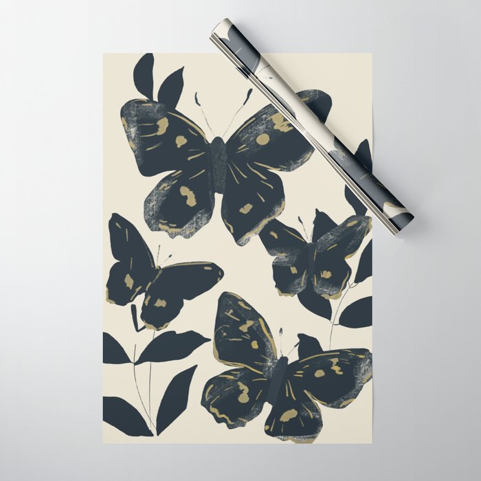 Black Butterflies Wrapping Paper Gallery Image 1