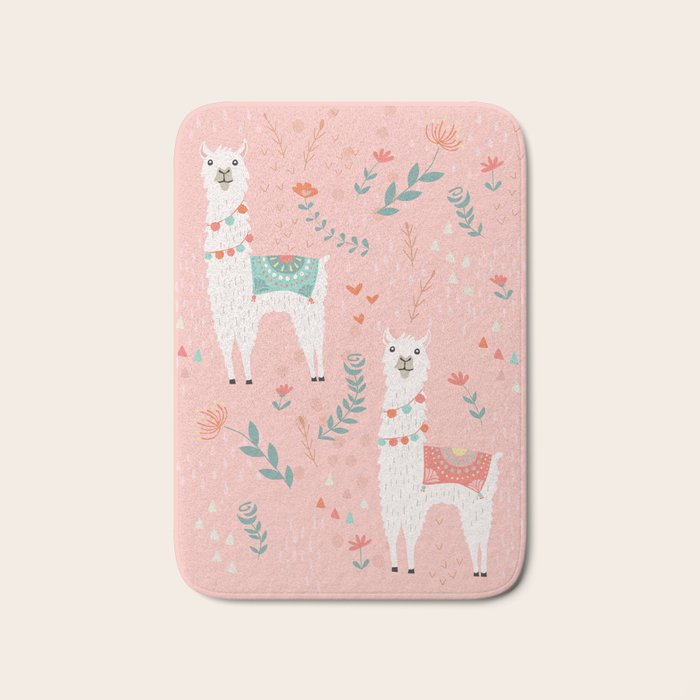 Lovely Llama on Pink Bath Mat Gallery Image 1
