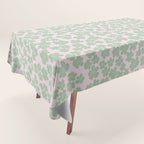 Mint green flower blossom scatter on blush pink Tablecloth Gallery Image 1