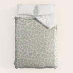 Mint green flower blossom scatter on blush pink Duvet Cover Gallery Image 6