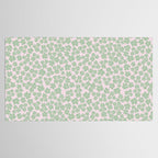 Mint green flower blossom scatter on blush pink Tablecloth Gallery Image 2