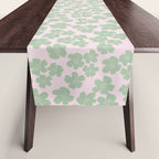 Mint green flower blossom scatter on blush pink Table Runner Gallery Image 1