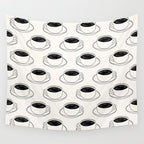 Black and white coffee drink mug doodle pattern Wall Tapestry Gallery Image 4