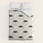 Black and white coffee drink mug doodle pattern Duvet Cover Gallery Image 6
