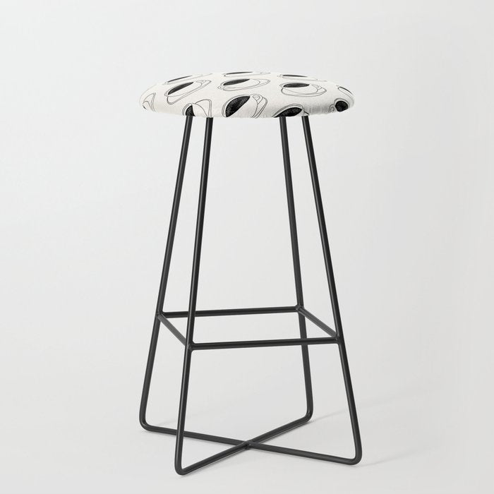 Black and white coffee drink mug doodle pattern Stool Gallery Image 1