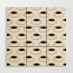 Black and white coffee drink mug doodle pattern Wood Wall Art Gallery Image 1
