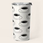 Black and white coffee drink mug doodle pattern Travel Mug Gallery Image 2
