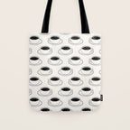 Black and white coffee drink mug doodle pattern Tote Bag Gallery Image 1