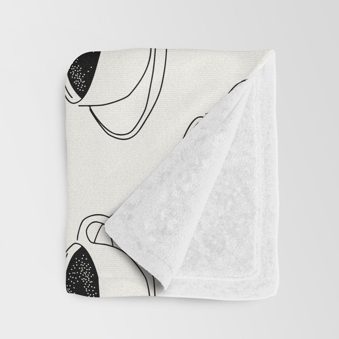 Black and white coffee drink mug doodle pattern Throw Blanket Gallery Image 3