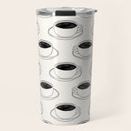 Black and white coffee drink mug doodle pattern Travel Mug Gallery Image 1