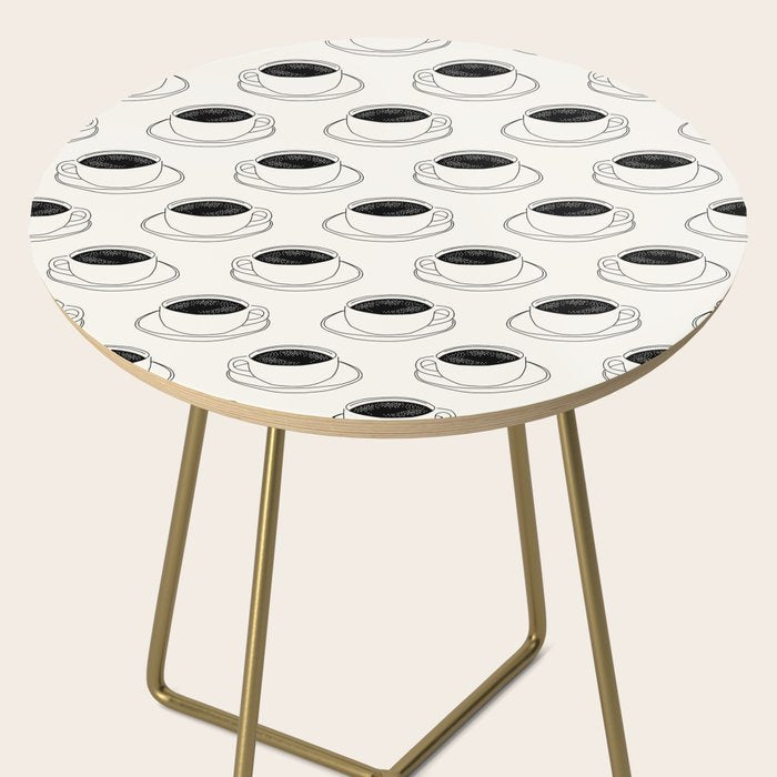 Black and white coffee drink mug doodle pattern Side Table Gallery Image 2