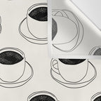 Black and white coffee drink mug doodle pattern Wall Tapestry Gallery Image 3