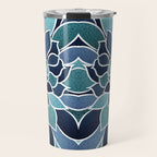 Festive, Flower Bloom, Navy Blue and Teal Travel Mug Gallery Image 1