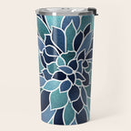 Festive, Flower Bloom, Navy Blue and Teal Travel Mug Gallery Image 2