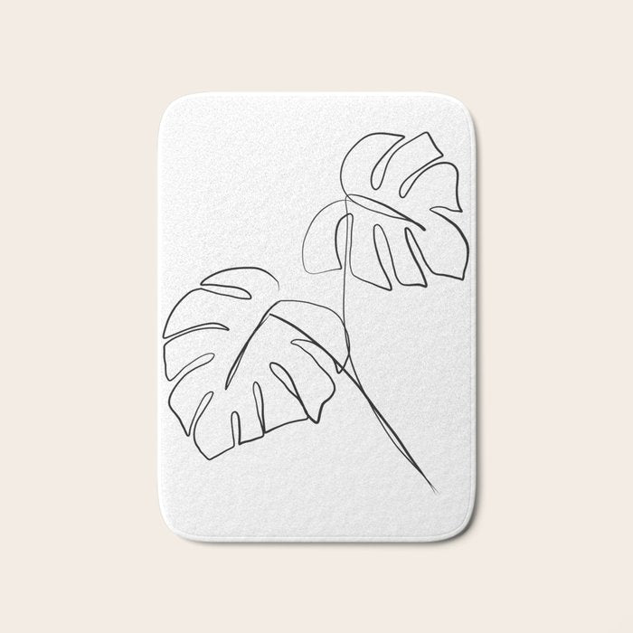 Monstera minimal Bath Mat Gallery Image 1