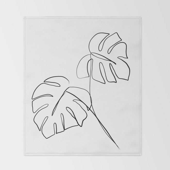 Monstera minimal Throw Blanket Gallery Image 2