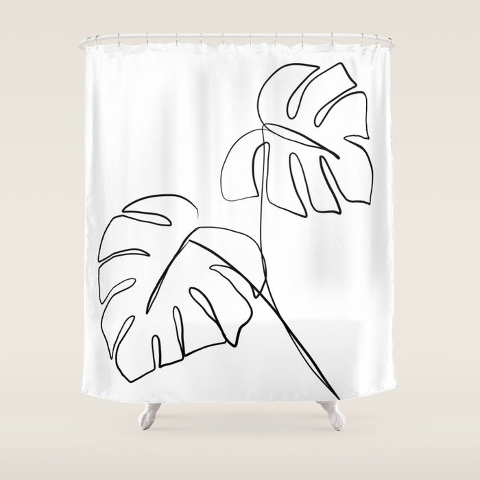 Monstera minimal Shower Curtain Gallery Image 1