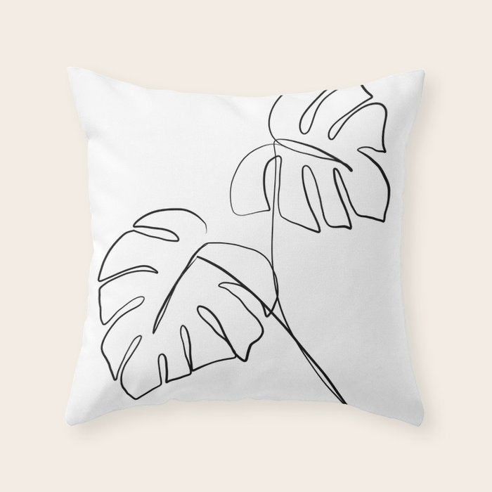 Monstera minimal Throw Pillow Gallery Image 1
