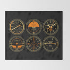 Aircraft Flight Instruments - 6 Pack Black Throw Blanket Gallery Image 2