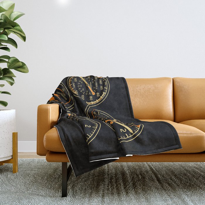 Aircraft Flight Instruments - 6 Pack Black Throw Blanket Gallery Image 1