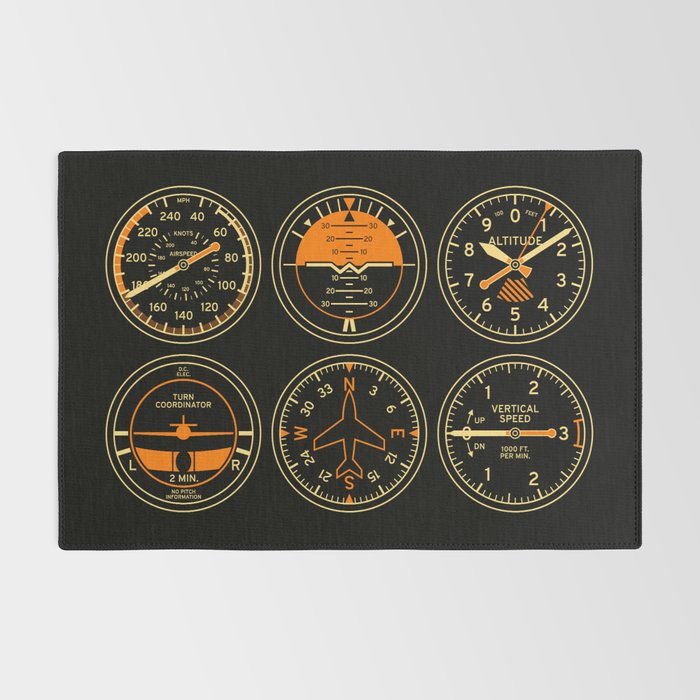 Aircraft Flight Instruments - 6 Pack Black Rug Gallery Image 2
