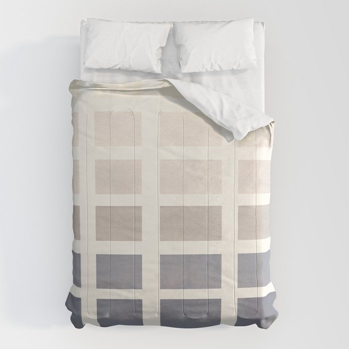 Grey Taupe Watercolor Gouache Geometric Square Matrix Pattern Comforter Gallery Image 6