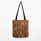 70s retro ditzy flowers, boho, browns, orange, hippie Tote Bag Gallery Image 2
