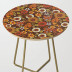 70s retro ditzy flowers, boho, browns, orange, hippie Side Table Gallery Image 2
