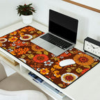 70s retro ditzy flowers, boho, browns, orange, hippie Desk Mat Gallery Image 2