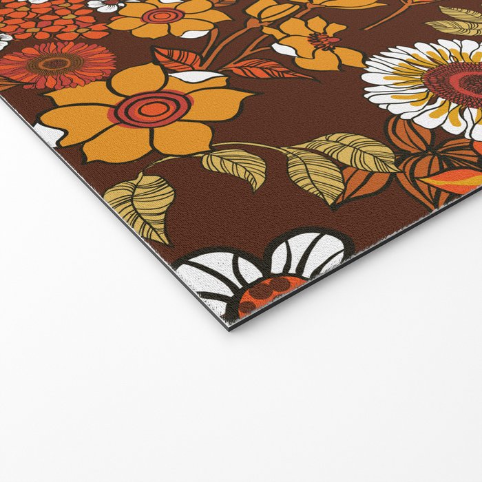 70s retro ditzy flowers, boho, browns, orange, hippie Welcome Mat Gallery Image 2