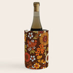 70s retro ditzy flowers, boho, browns, orange, hippie Wine Chiller Gallery Image 3