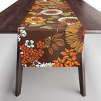 70s retro ditzy flowers, boho, browns, orange, hippie Table Runner Gallery Image 1