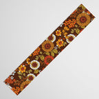 70s retro ditzy flowers, boho, browns, orange, hippie Table Runner Gallery Image 3