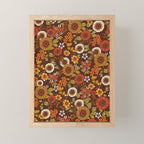 70s retro ditzy flowers, boho, browns, orange, hippie Mini Art Print Gallery Image 1