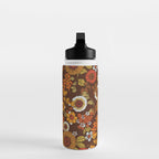 70s retro ditzy flowers, boho, browns, orange, hippie Water Bottle Gallery Image 3
