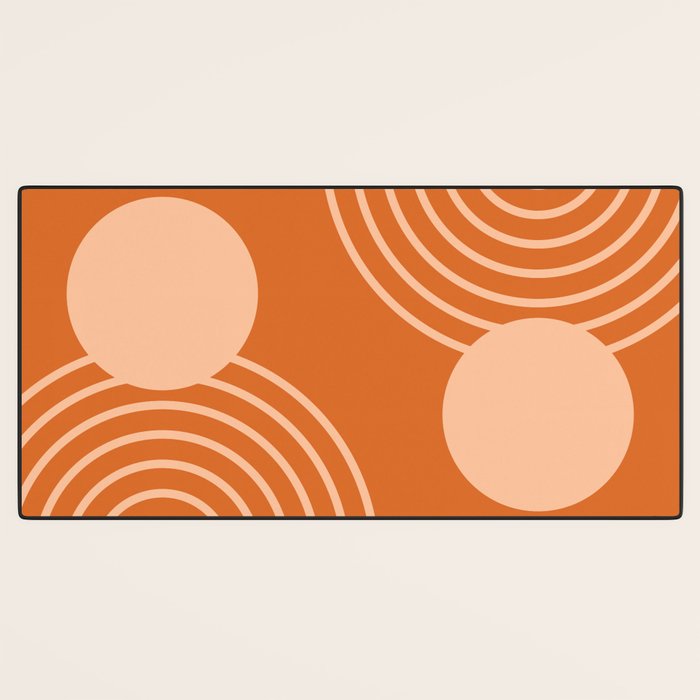 Mid Century Modern Geometric 194 in Orange Shades Desk Mat Gallery Image 3