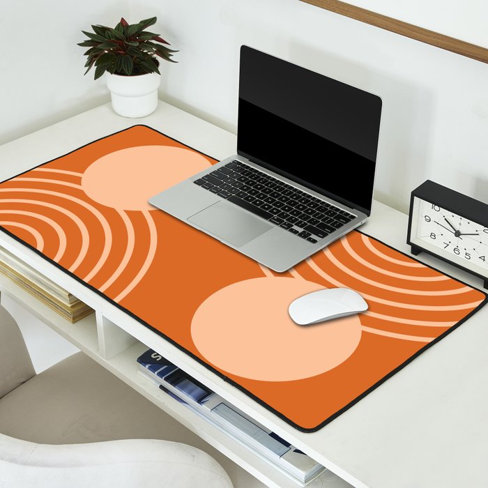 Mid Century Modern Geometric 194 in Orange Shades Desk Mat Gallery Image 2