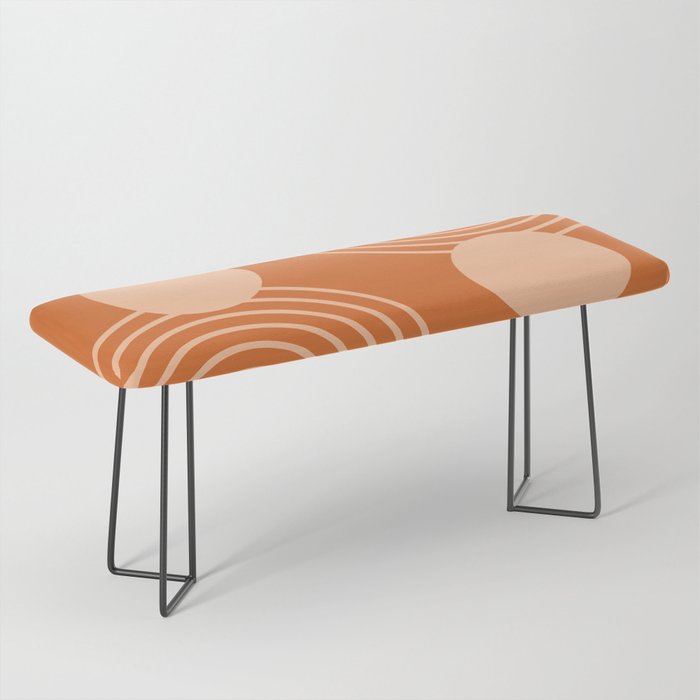 Mid Century Modern Geometric 194 in Orange Shades Bench Gallery Image 1