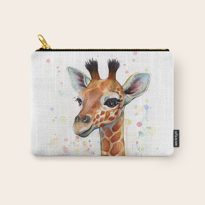 Giraffe Baby Watercolor Carry All Pouch Gallery Image 1
