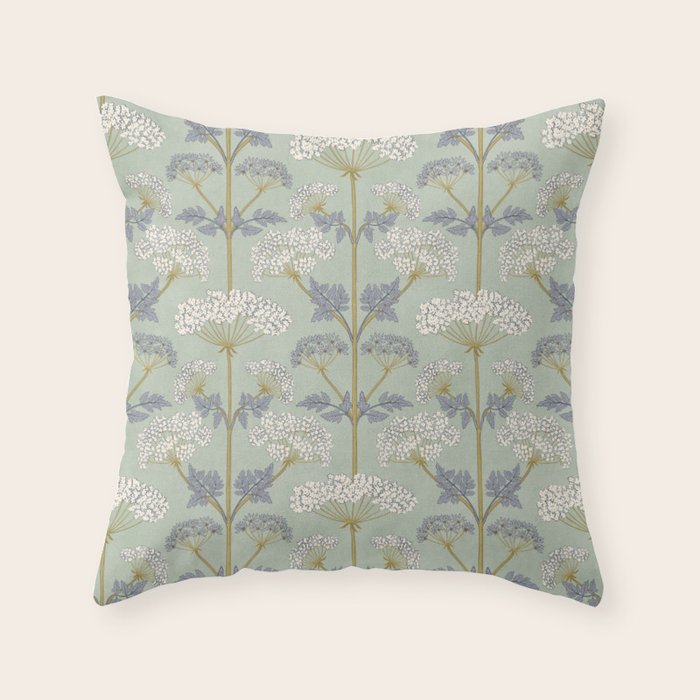 Vintage Sage Floral Throw Pillow Gallery Image 6