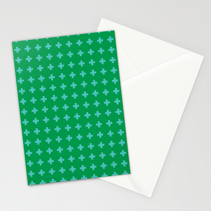 Swiss Cross Symbol in Blue & Green Stationery Card Gallery Image 2