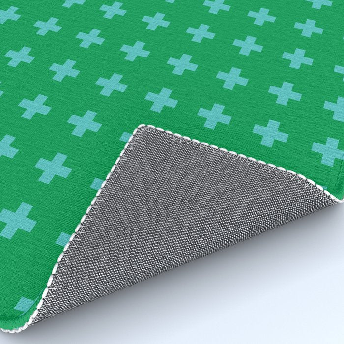 Swiss Cross Symbol in Blue & Green Rug Gallery Image 4