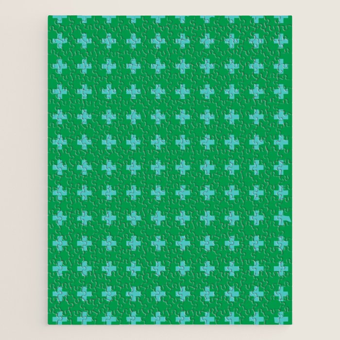 Swiss Cross Symbol in Blue & Green Jigsaw Puzzle Gallery Image 1