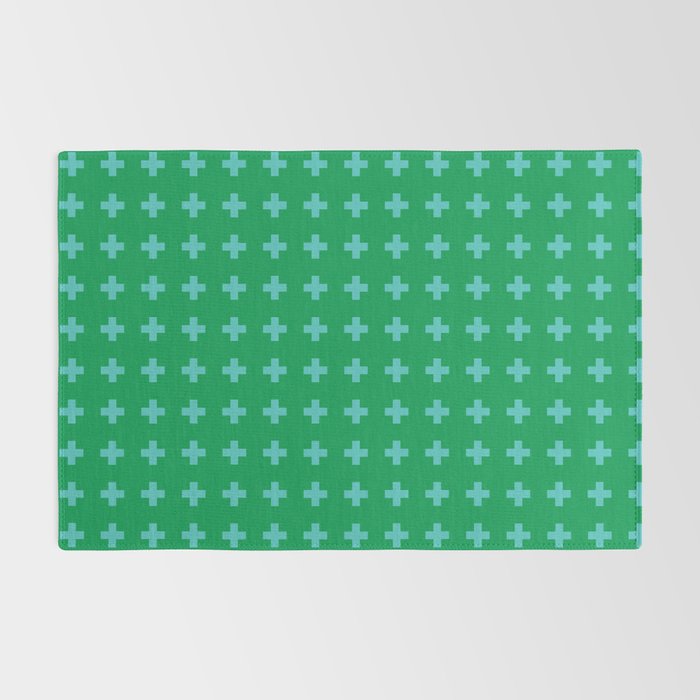 Swiss Cross Symbol in Blue & Green Rug Gallery Image 2