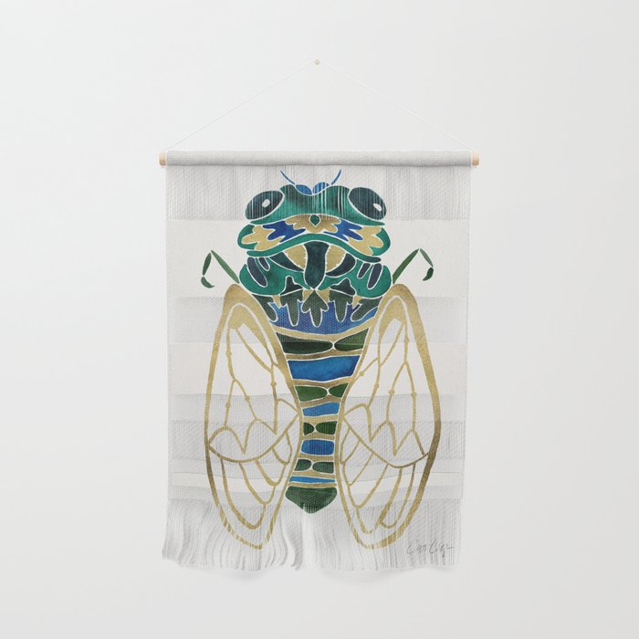Green & Gold Cicada Wall Hanging Gallery Image 1