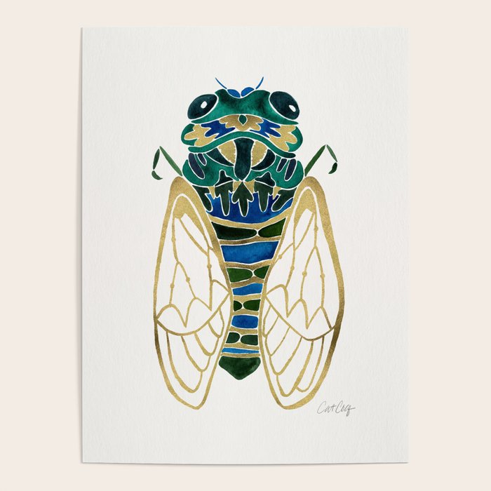 Green & Gold Cicada Poster Gallery Image 4