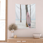 California Beach Pink Surfboard Wall Tapestry Gallery Image 2